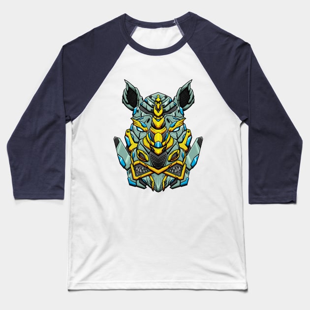 Mecha Rhino Design Baseball T-Shirt by Nizam_VisArt